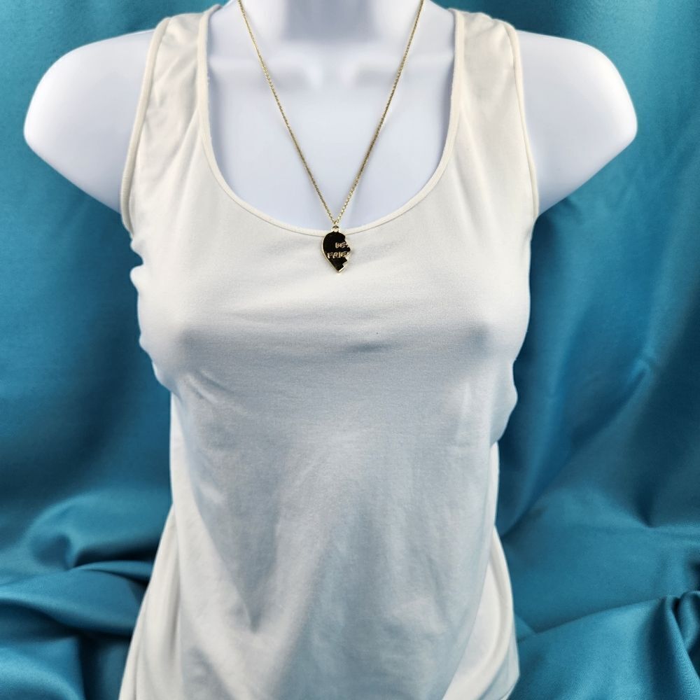 💜Victoria's Secret Gold Plated "Be Frie" Half Heart Pendant Necklace